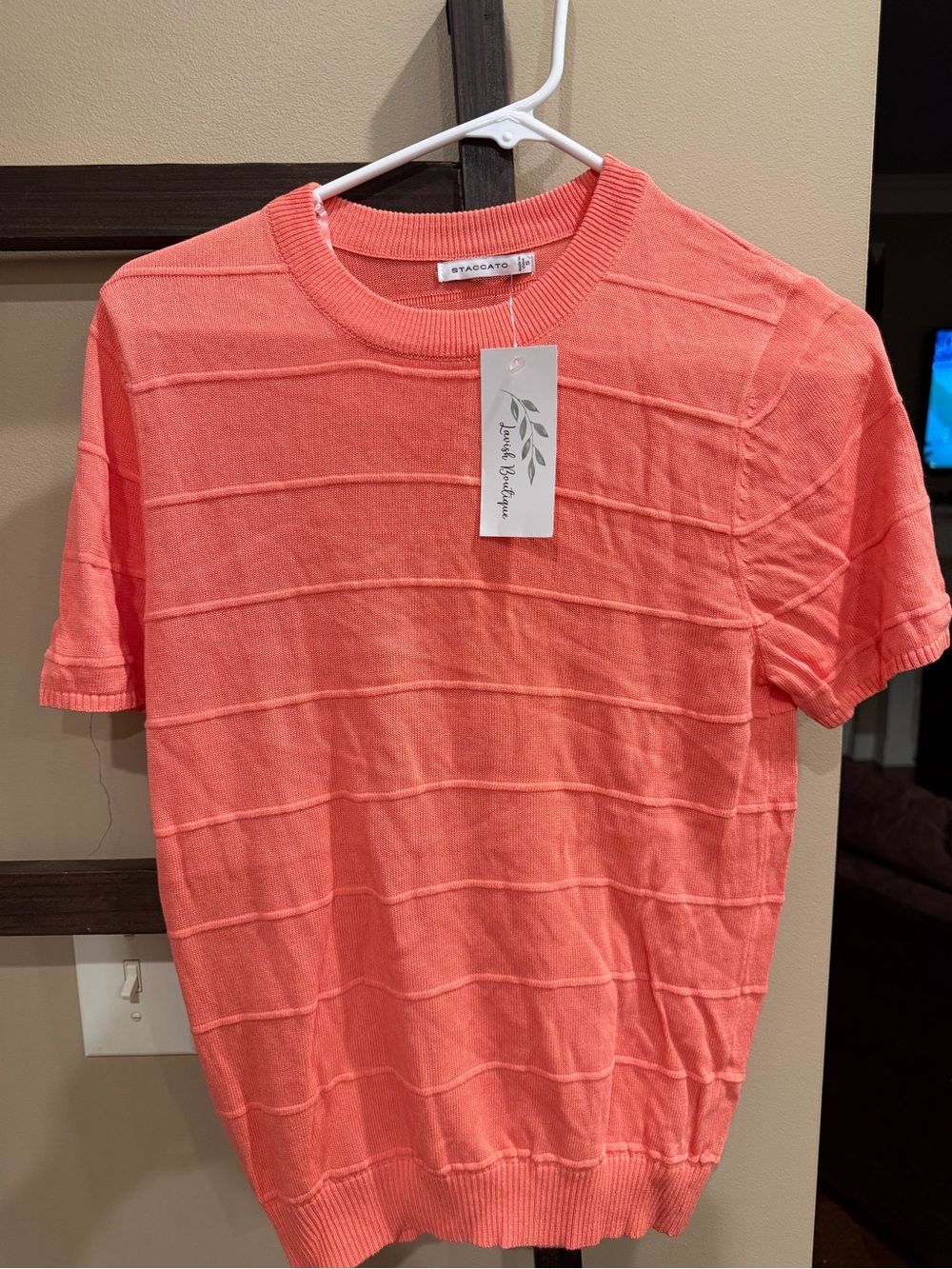 Staccato Coral Short-Sleeve Knit Top